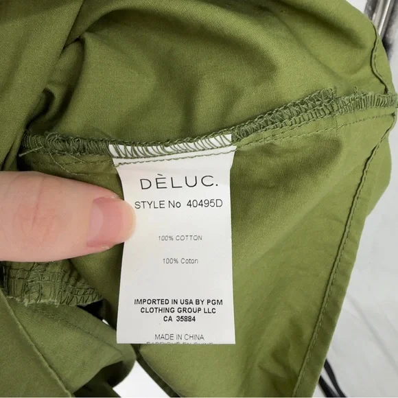 NEW DELUC Green Olive Frilly Mini Tiered Dress Sz Medium - Picture 5 of 7